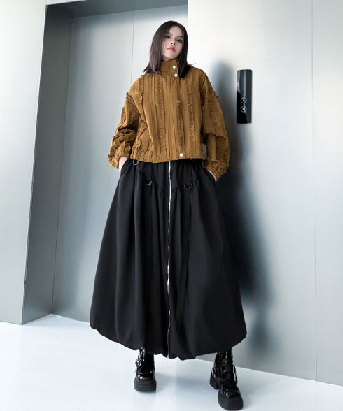 Front Zip Balloon Skirt